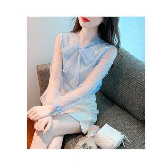  Fall 2024 Pure Color Bow Women's Shirt