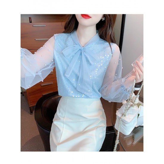  Fall 2024 Pure Color Bow Women's Shirt