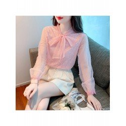  Fall 2024 Pure Color Bow Women's Shirt