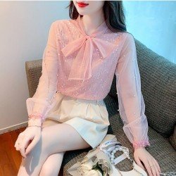  Fall 2024 Pure Color Bow Women's Shirt