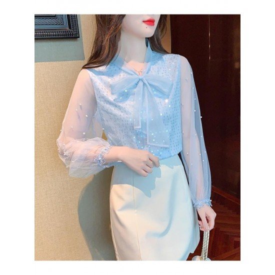  Fall 2024 Pure Color Bow Women's Shirt
