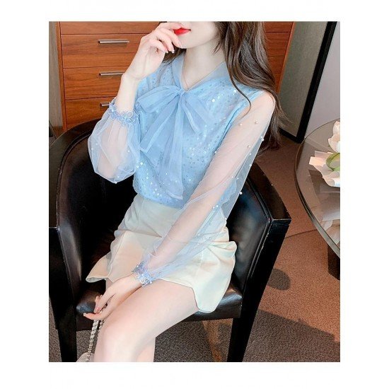  Fall 2024 Pure Color Bow Women's Shirt