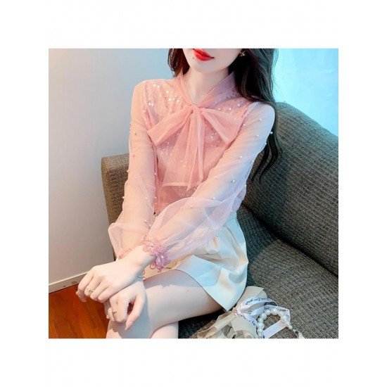  Fall 2024 Pure Color Bow Women's Shirt