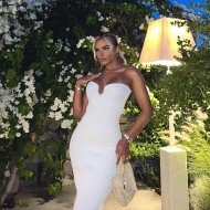 Trendy Solid Strapless Knee Length Dresses