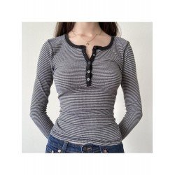 Casual Long Sleeve Striped Tops  Casual Long Sleeve Striped Tops
