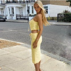  Backless Sleeveless Crop Vest And Skirt Women's Suits