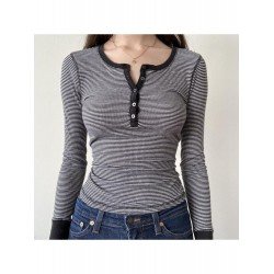 Casual Long Sleeve Striped Tops  Casual Long Sleeve Striped Tops
