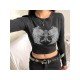  2024 Stylish Round Neck Printing Crop T-Shirt