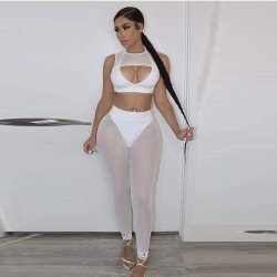 Sexy See Through Cut Out 2 Piece Trouser Sets