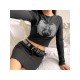  2024 Stylish Round Neck Printing Crop T-Shirt