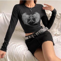  2024 Stylish Round Neck Printing Crop T-Shirt