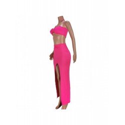 Sexy Halter Crop Top And Split Skirt Set  Sexy Halter Crop Top And Split Skirt Set