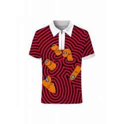 Fashion Printing Zipper Up Short Sleeve Polo Shirt Fashion Printing Zipper Up Short Sleeve Polo Shirt