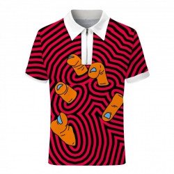 Fashion Printing Zipper Up Short Sleeve Polo Shirt