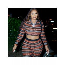 Women Printed Fall Matching Cropped Top And Trouser Sets