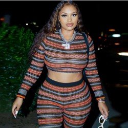 Women Printed Fall Matching Cropped Top And Trouser Sets