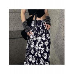 Dark Skull Print Chain Casual Loose Pants  Dark Skull Print Chain Casual Loose Pants