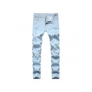 Men Black Ripped Pencil Jean Trousers