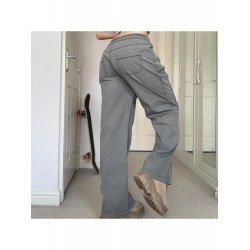 Casual Ladies Gray Solid Straight Leg Jeans Casual Ladies Gray Solid Straight Leg Jeans