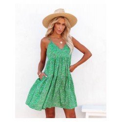 Casual V Neck Backless Floral Sleeveless Dress  Casual V Neck Backless Floral Sleeveless Dress