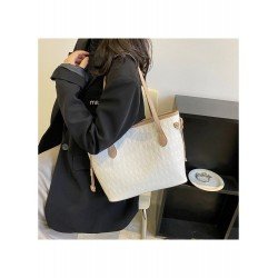 PU Rhombus Lattice Large Capacity Tote Bag  PU Rhombus Lattice Large Capacity Tote Bag