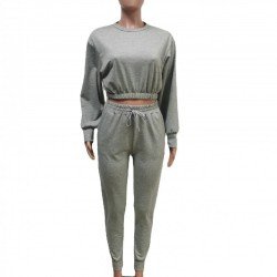 Casual Cropped Top And Trouser Workout Sets