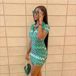  Tight Geometric Pattern Slim Short Sleeve Rompers