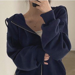 Oversized Solid Hooded Collar Women Coats