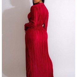  Sexy V-Neck Ruched Slit Long Dress