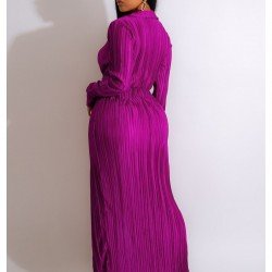  Sexy V-Neck Ruched Slit Long Dress