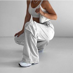 Pockets Solid Straight Leg Black Pants For Women