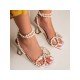 Faux Pearl Bow Goblet Heel Heeled Sandals 