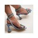 Faux Pearl Bow Goblet Heel Heeled Sandals 