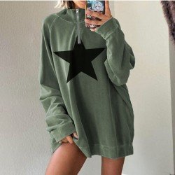 Star Printed Oversized Women Sweatshirts 