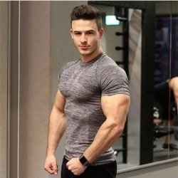  Casual Pure Color Crew Neck Men's T-Shirt