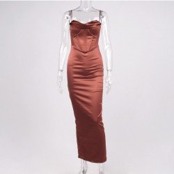 Ladies Satin Vintage Sleeveless Prom Maxi Dresses