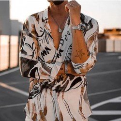  Casual Fashion Printing Long Sleeve Shirt For Men