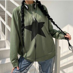 Star Printed Oversized Women Sweatshirts 