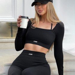 Workout Matching Cropped Top And Trousers Jogger Sets Workout Matching Cropped Top And Trousers Jogger Sets
