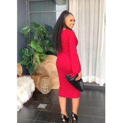 Casual Round Neck Split Hem Women's Dress  Casual Round Neck Split Hem Women's Dress