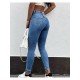  Fashion Pure Color High Waist Women's Jeans