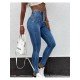  Fashion Pure Color High Waist Women's Jeans