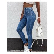  Fashion Pure Color High Waist Women's Jeans