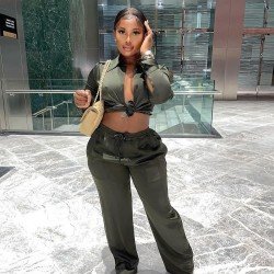  Pure Color Bandage Top And Long Trouser Sets