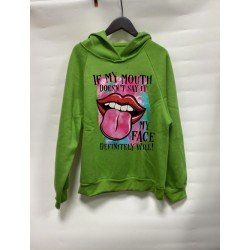 Lip Graphic Pockets Hooded Collar Women Tops Lip Graphic Pockets Hooded Collar Women Tops