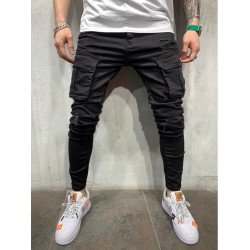 Black Pockets Skinny Jeans For Men