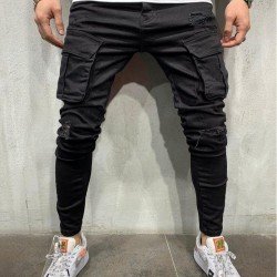 Black Pockets Skinny Jeans For Men