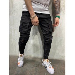 Black Pockets Skinny Jeans For Men