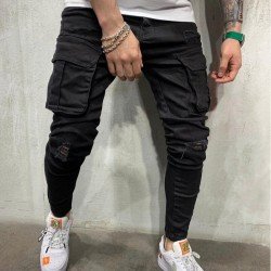 Black Pockets Skinny Jeans For Men