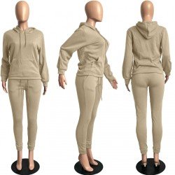 Pockets Solid Women Matching 2 Piece Jogger Sets